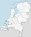 Outline detailed map of Netherlsnds with provincies and couties